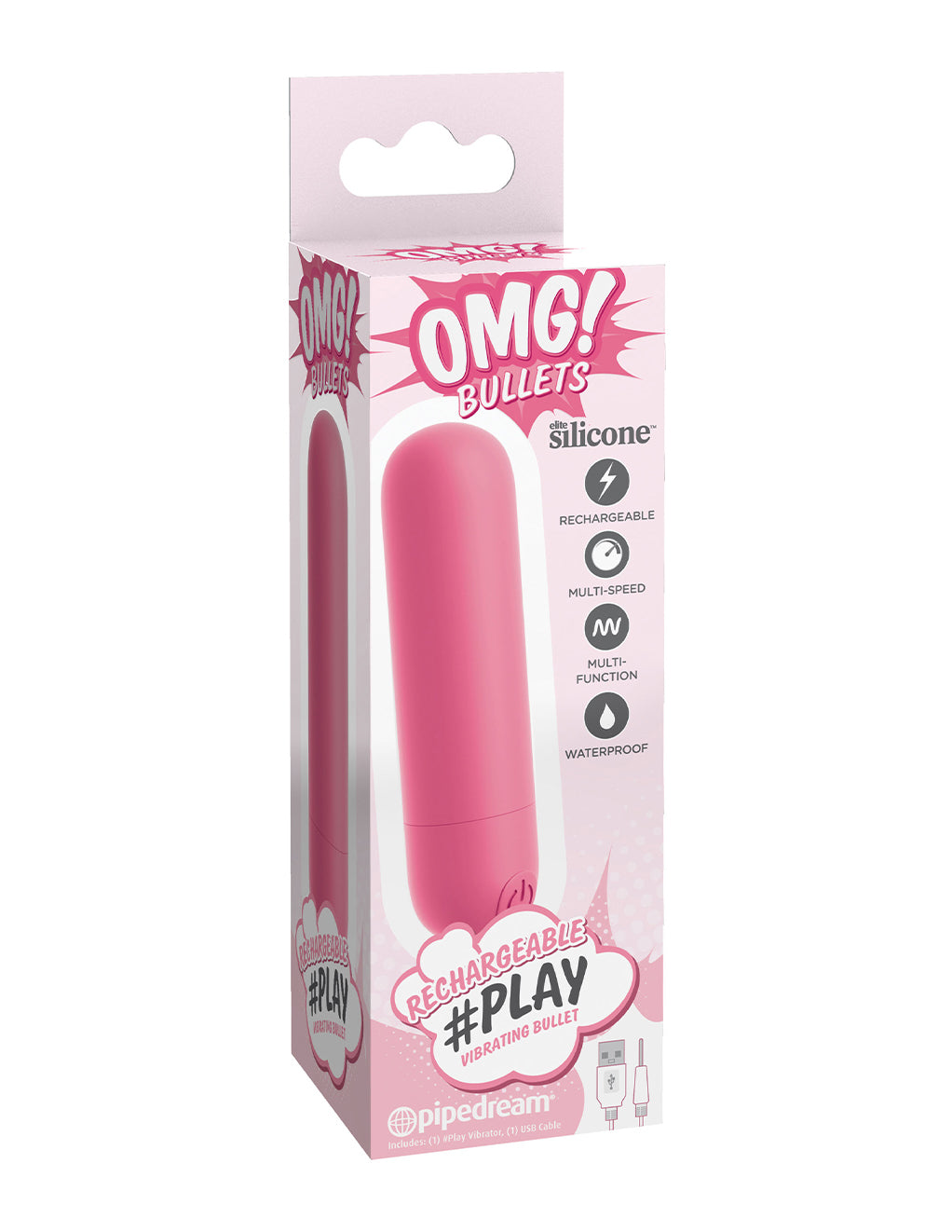 OMG! Bullets #Play Rechargeable Bullet- Pink- Package