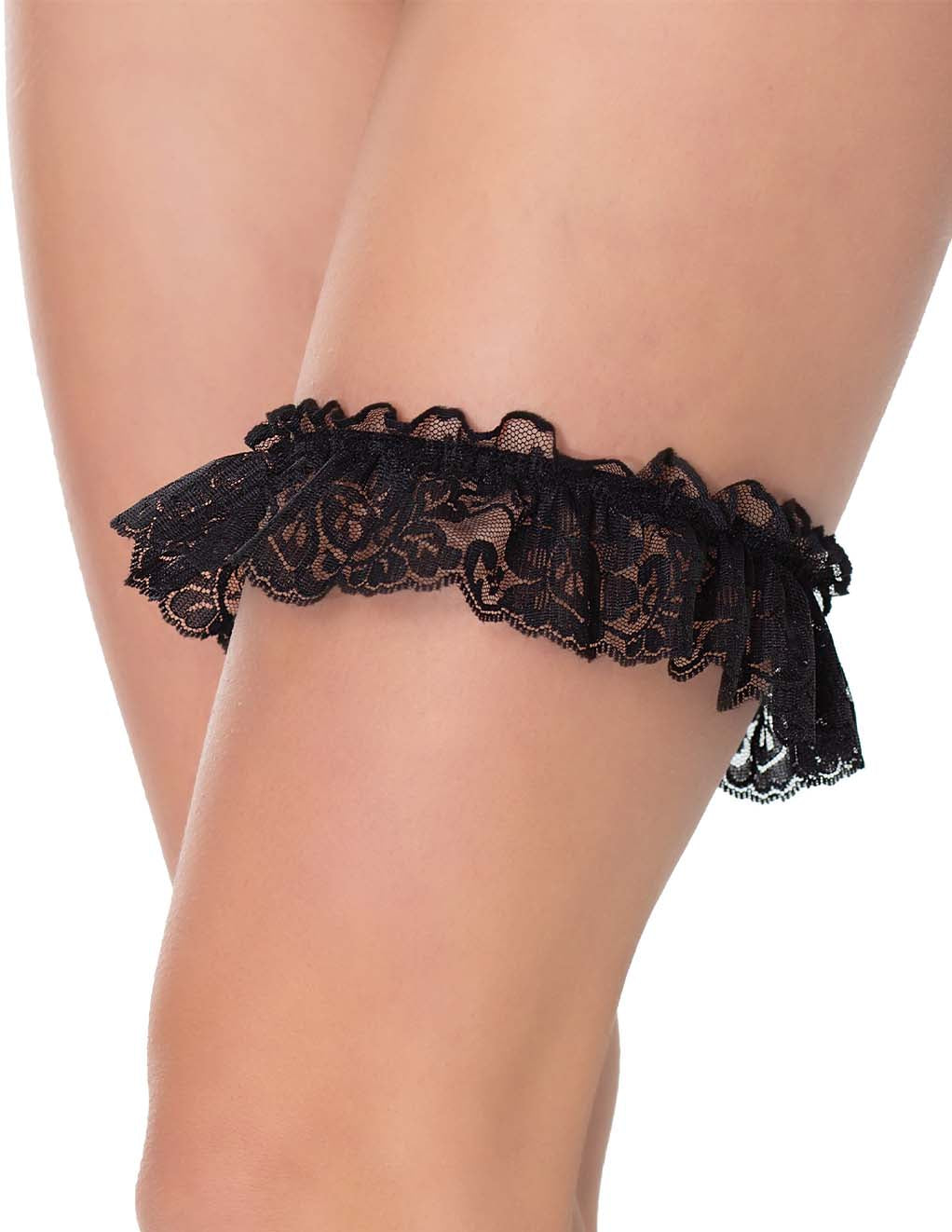 Coquette Lace Leg Garter- Black- Front