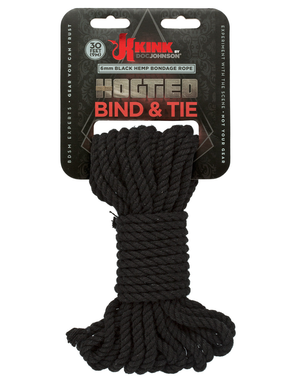 Kink Bind & Tie Hemp Rope 30 Feet- Black- Front