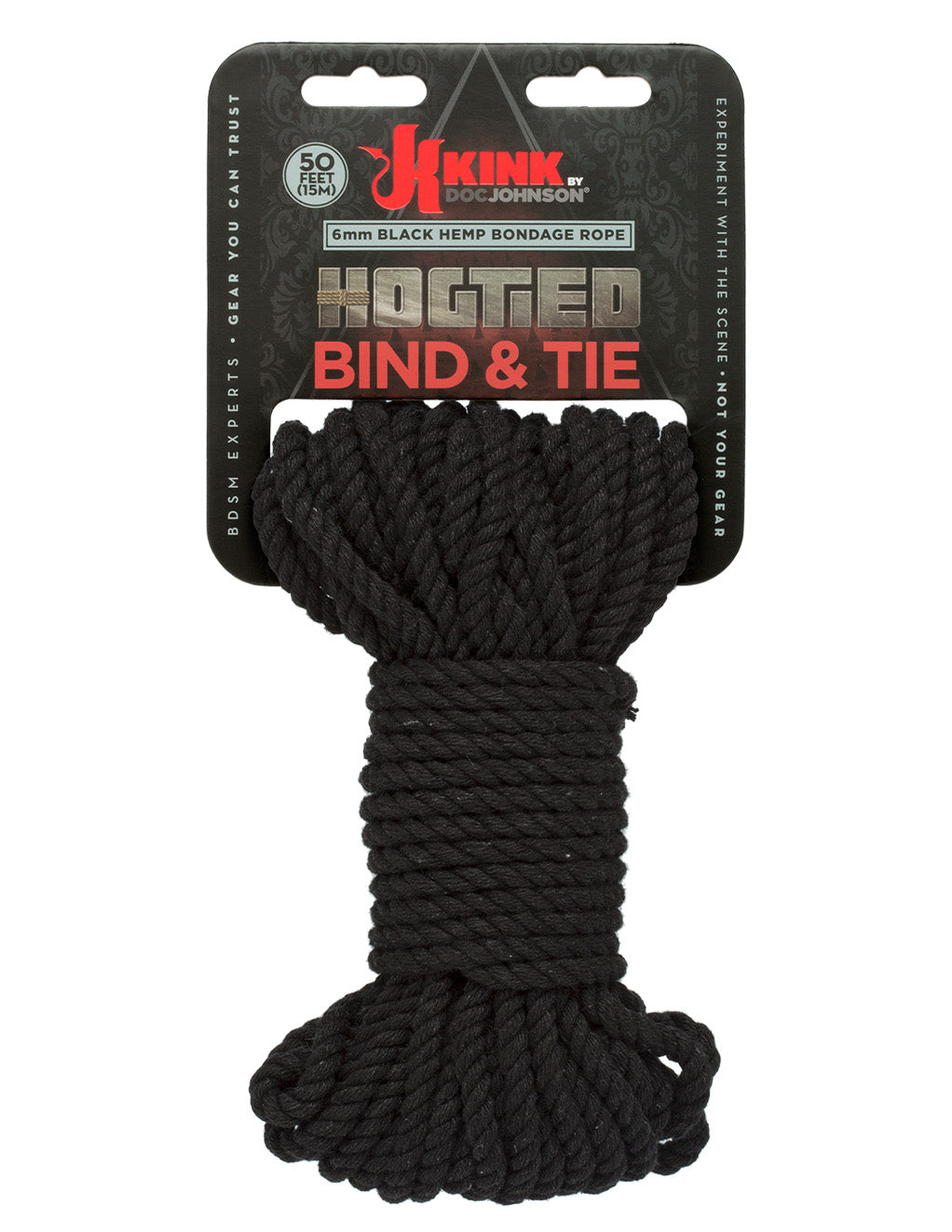 Kink Bind & Tie Hemp Rope 50 Feet- Black- Package