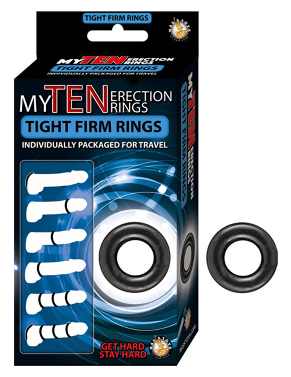 My Ten Erection Tight Firm Rings Black - Novelties - Cockring