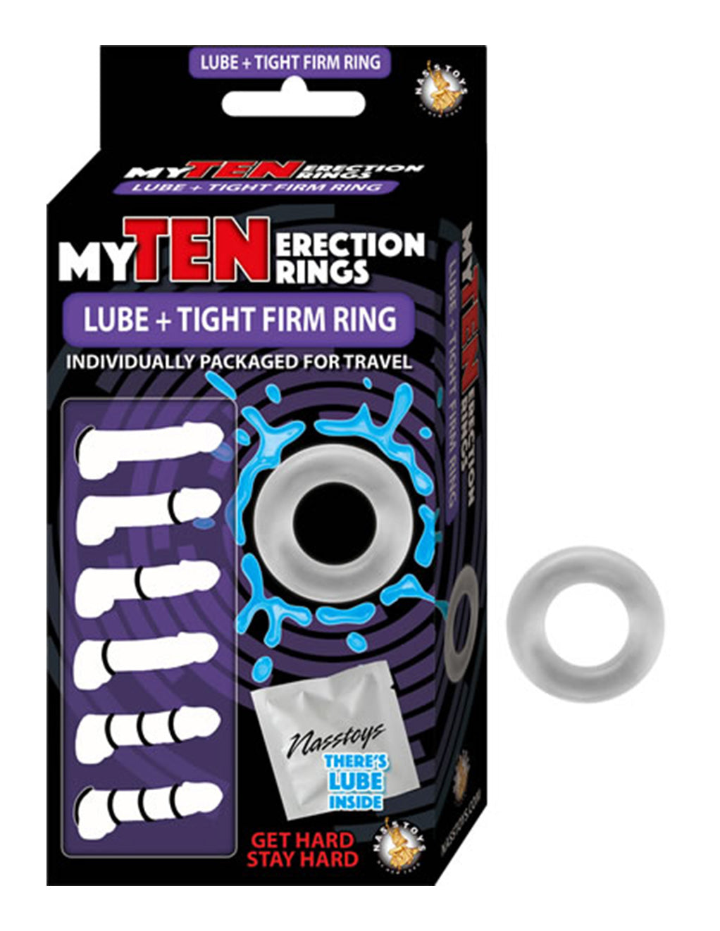 My Ten Erection Tight Firm Rings With Lube Clear - Novelties - Cockring