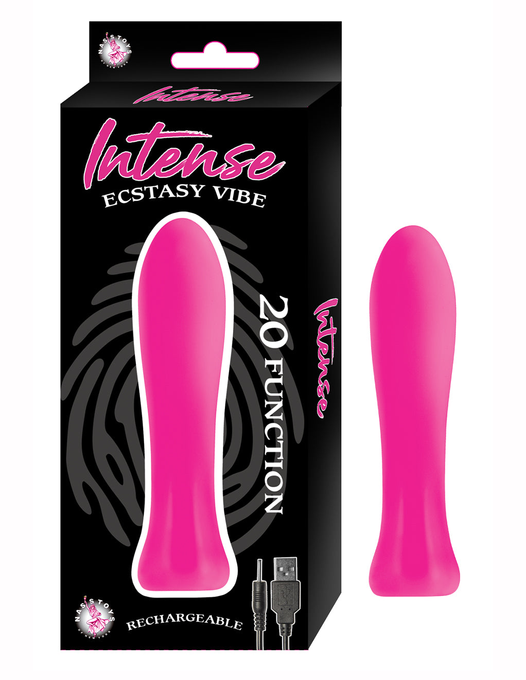 Intense Ecstasy 20 Function Silicone Vibrating Bullet- Pink- Front