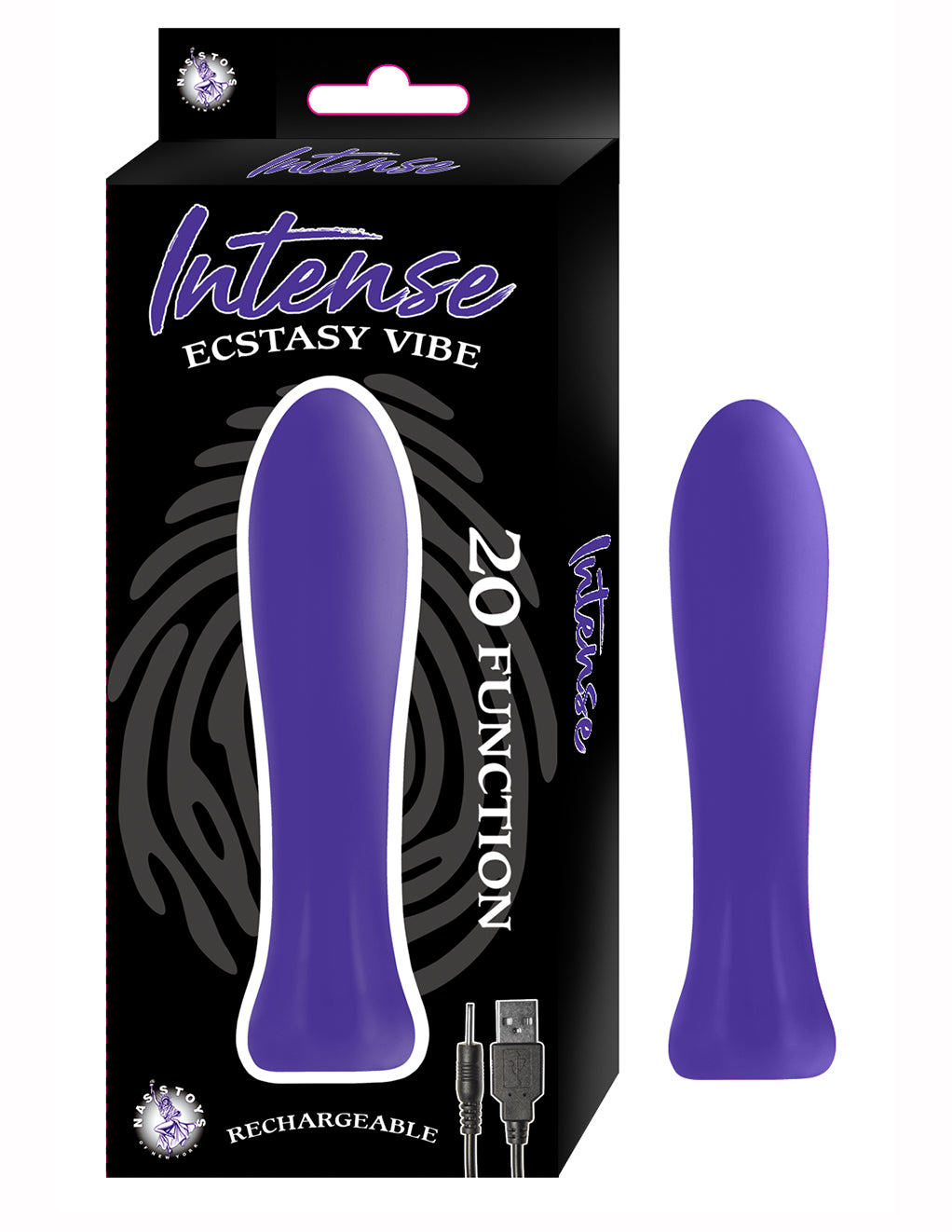 Intense Ecstasy 20 Function Silicone Vibrating Bullet- Purple- Front