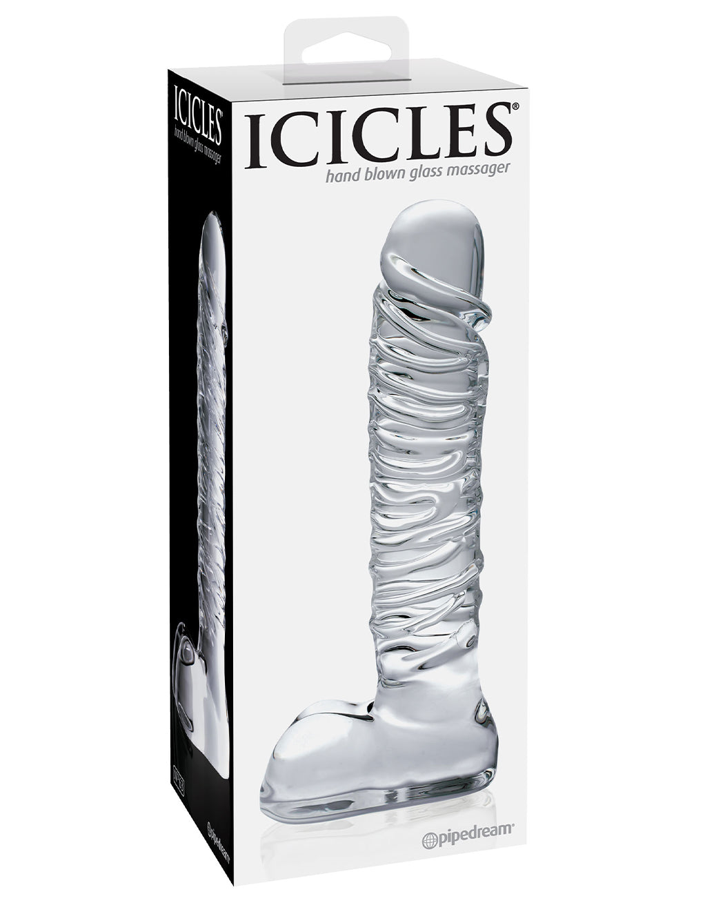 Icicles No 63 Glass Spiral Textured Dildo- box