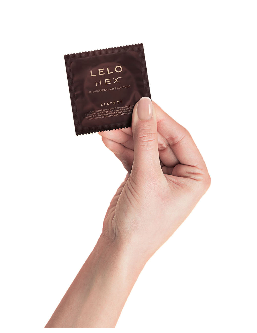 Lelo Hex Respect XL Condom- in hand