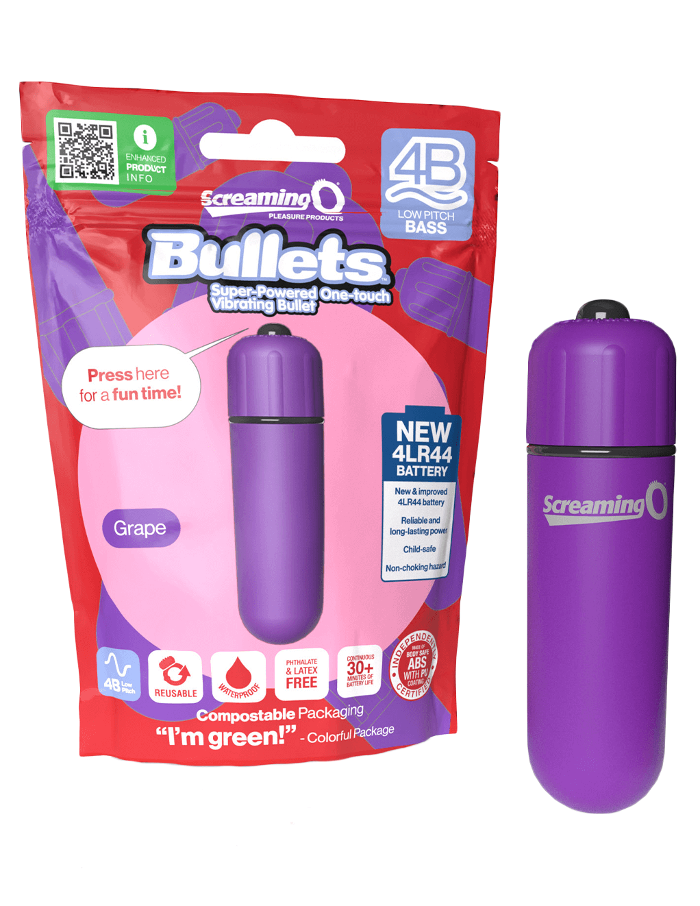 Screaming O 4B Bullet - Grape -Packaging
