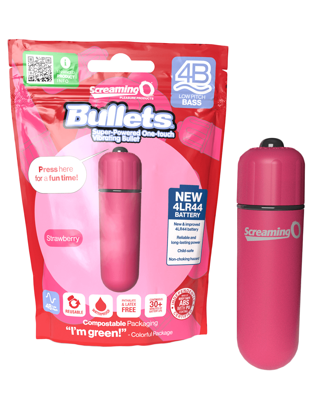Screaming O 4B Bullet - Strawberry - Packaging
