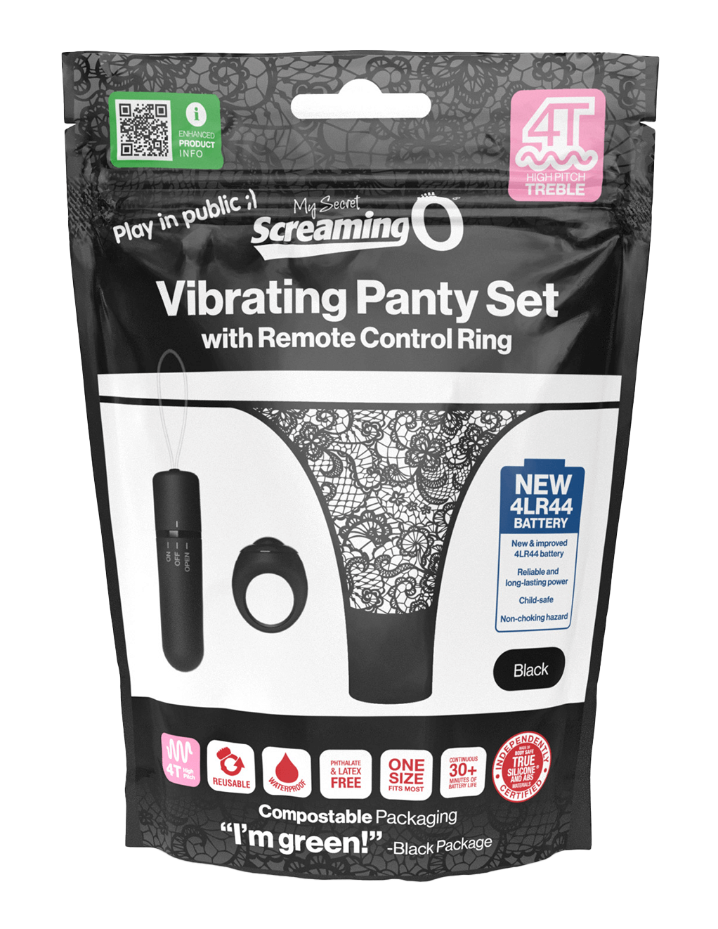Screaming O 4T Vibrating Panty - Black - Packaging