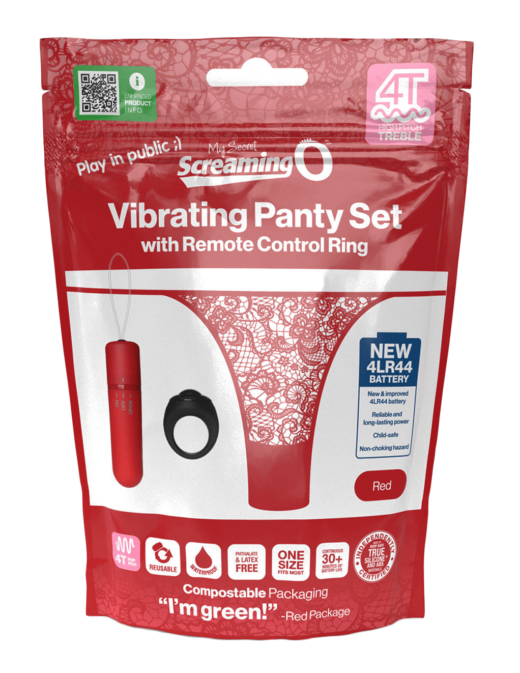Screaming O 4T Vibrating Panty - Red - Packaging