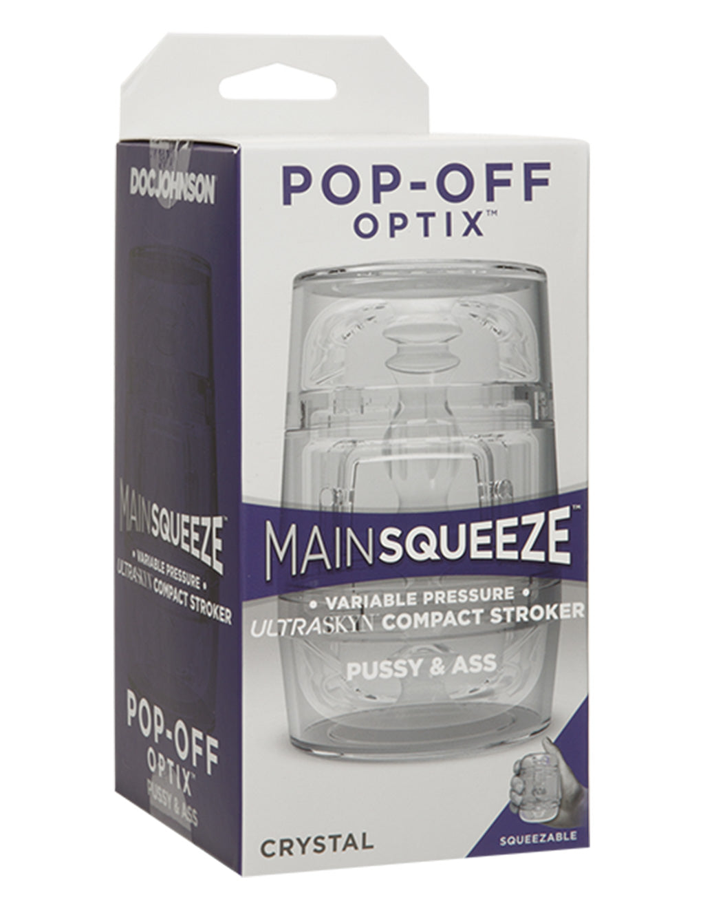Doc Johnson Main Squeeze Pop Off Optix Pussy & Ass Masturbator box