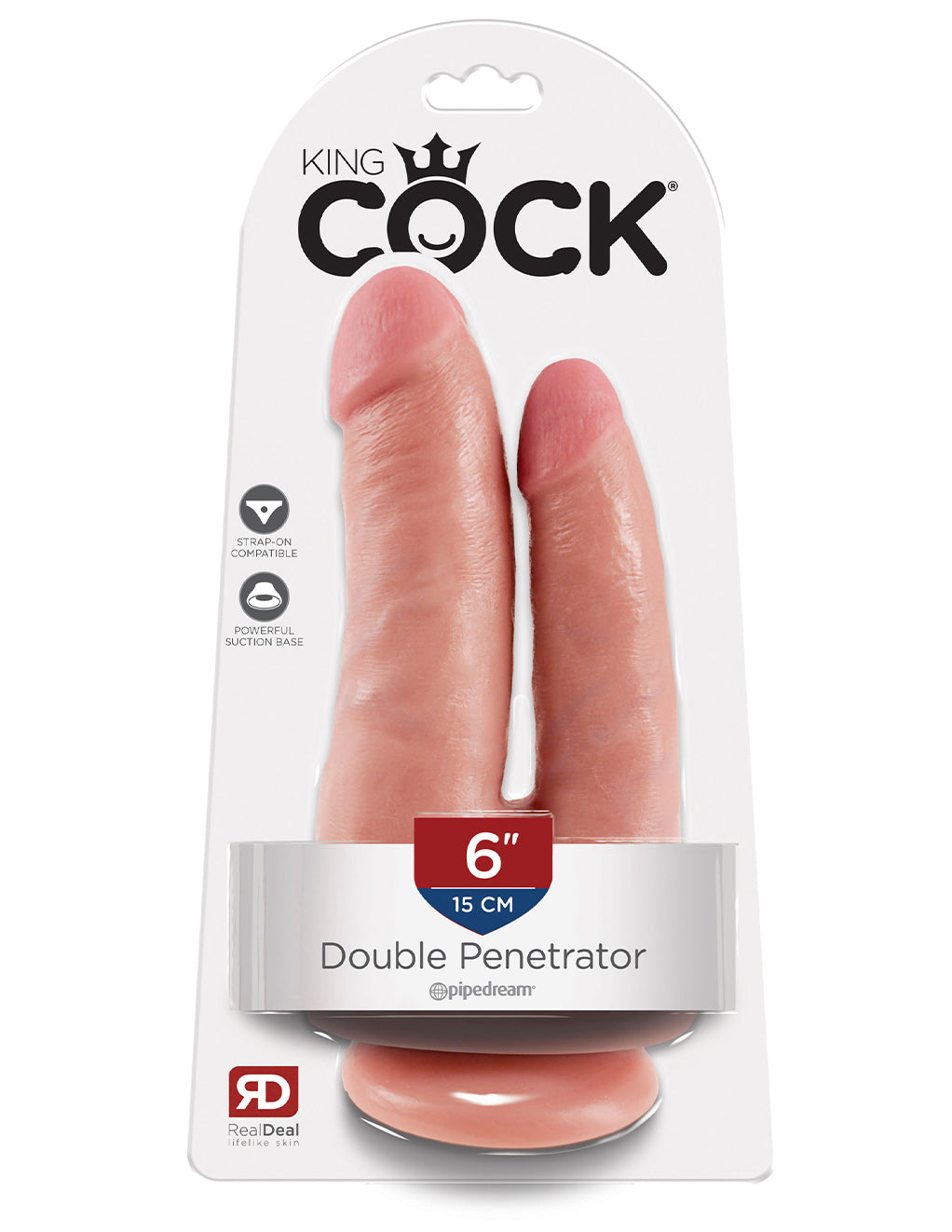 King Cock 6 inch Double Penetrator- Vanilla- Packaging