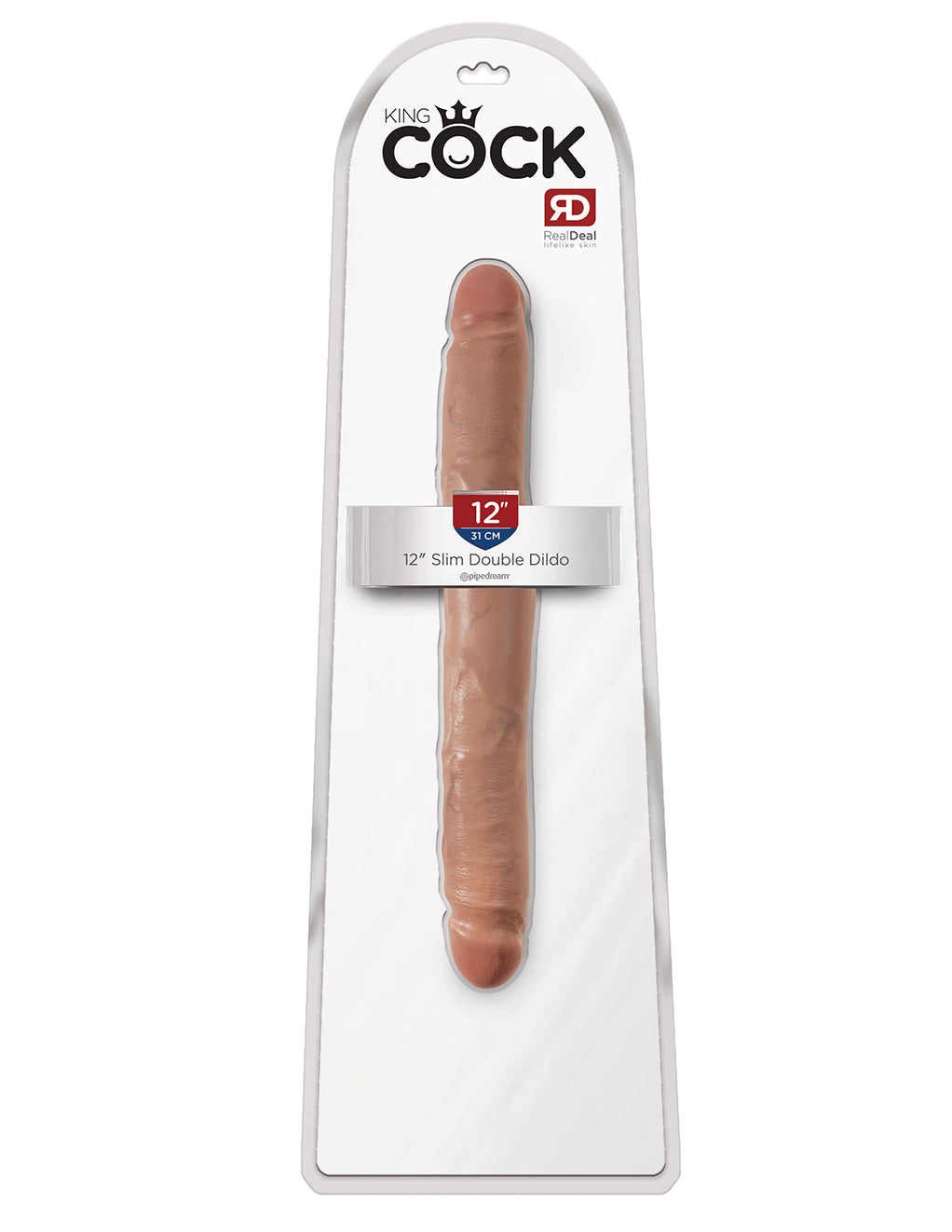 King Cock 12 Inch Slim Double Dildo- Caramel- Package