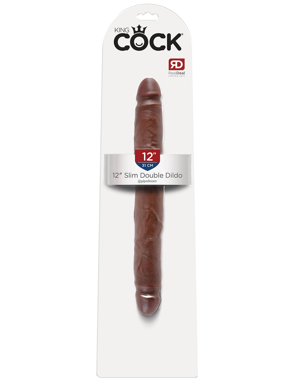 King Cock 12 Inch Slim Double Dildo- Chocolate- Package