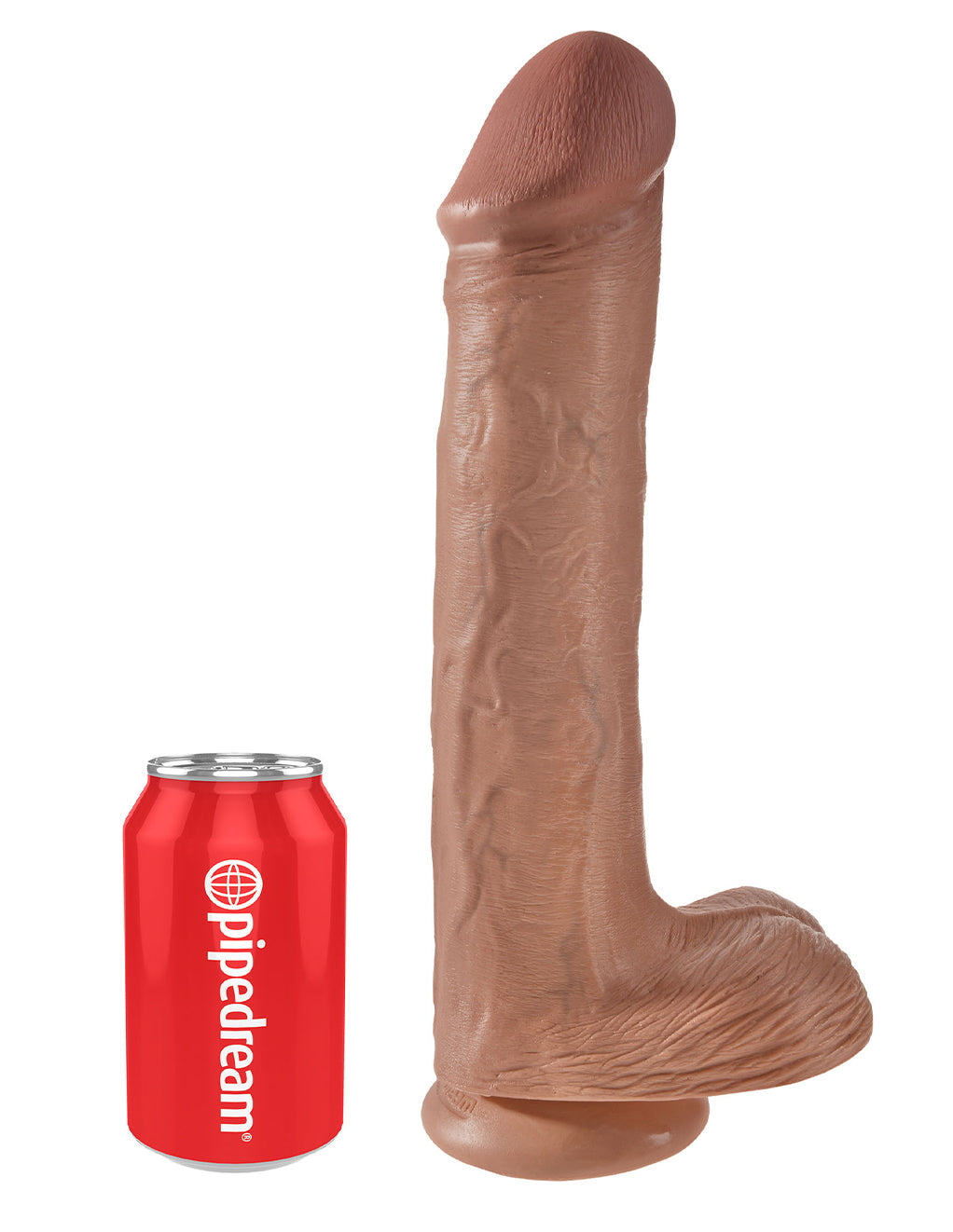 King Cock 13 Inch Cock with Balls and Suction Cup- Caramel- Sized by can