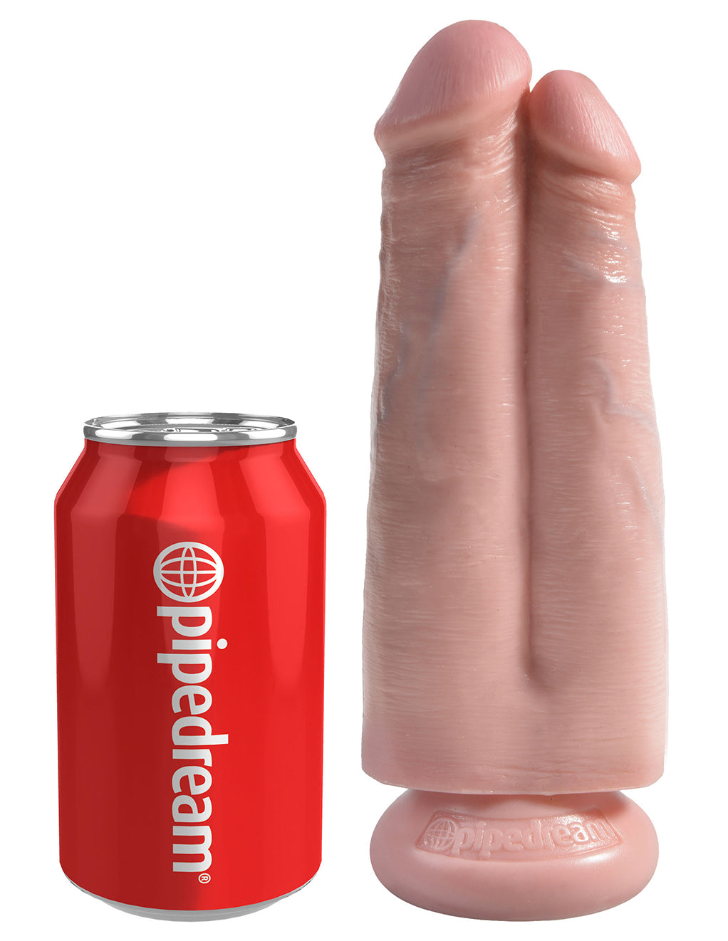 King Cock 7 Inch Two Cocks One Hole- Vanilla- sized by Can