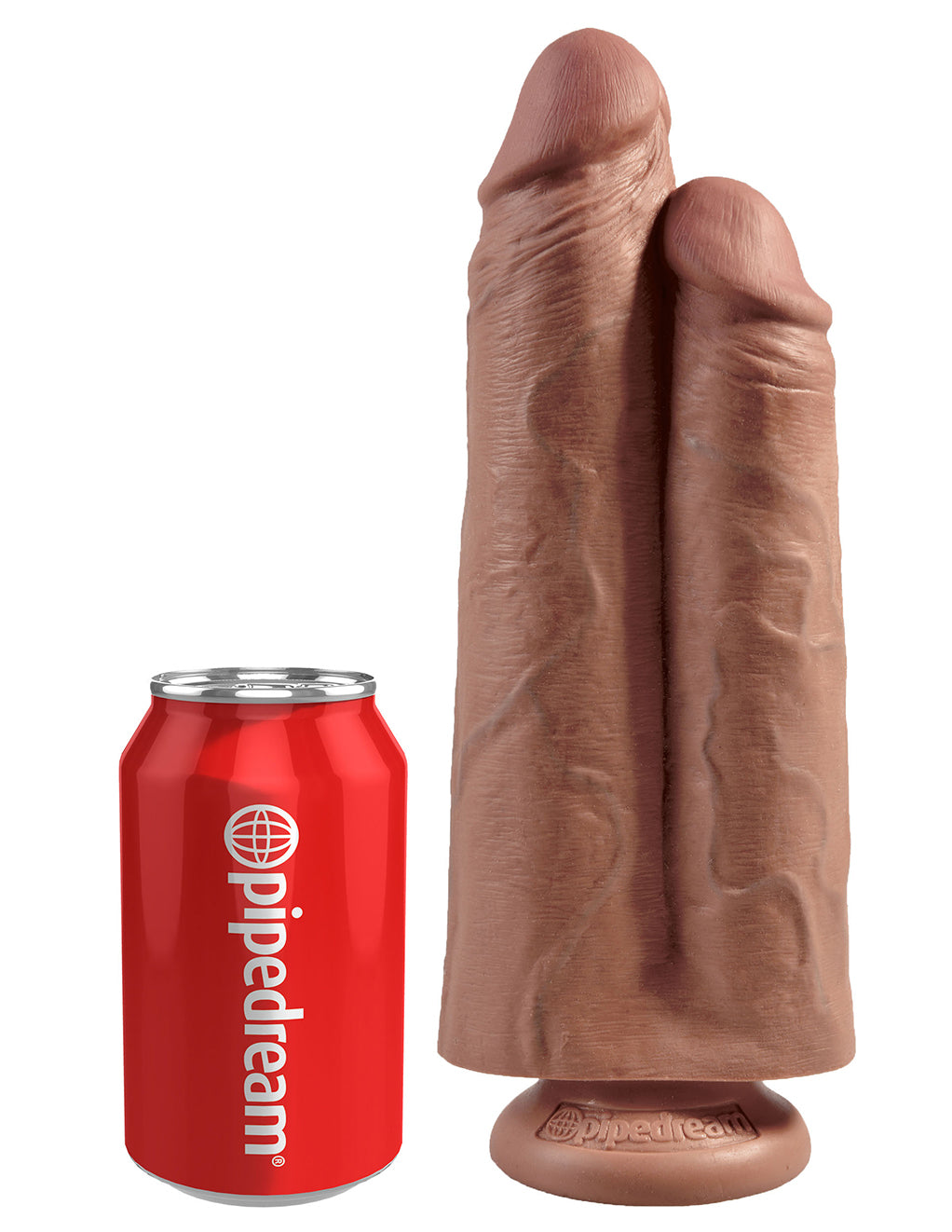 King Cock 9 Inch Two Cocks One Hole Dildo- Caramel- Sized by can