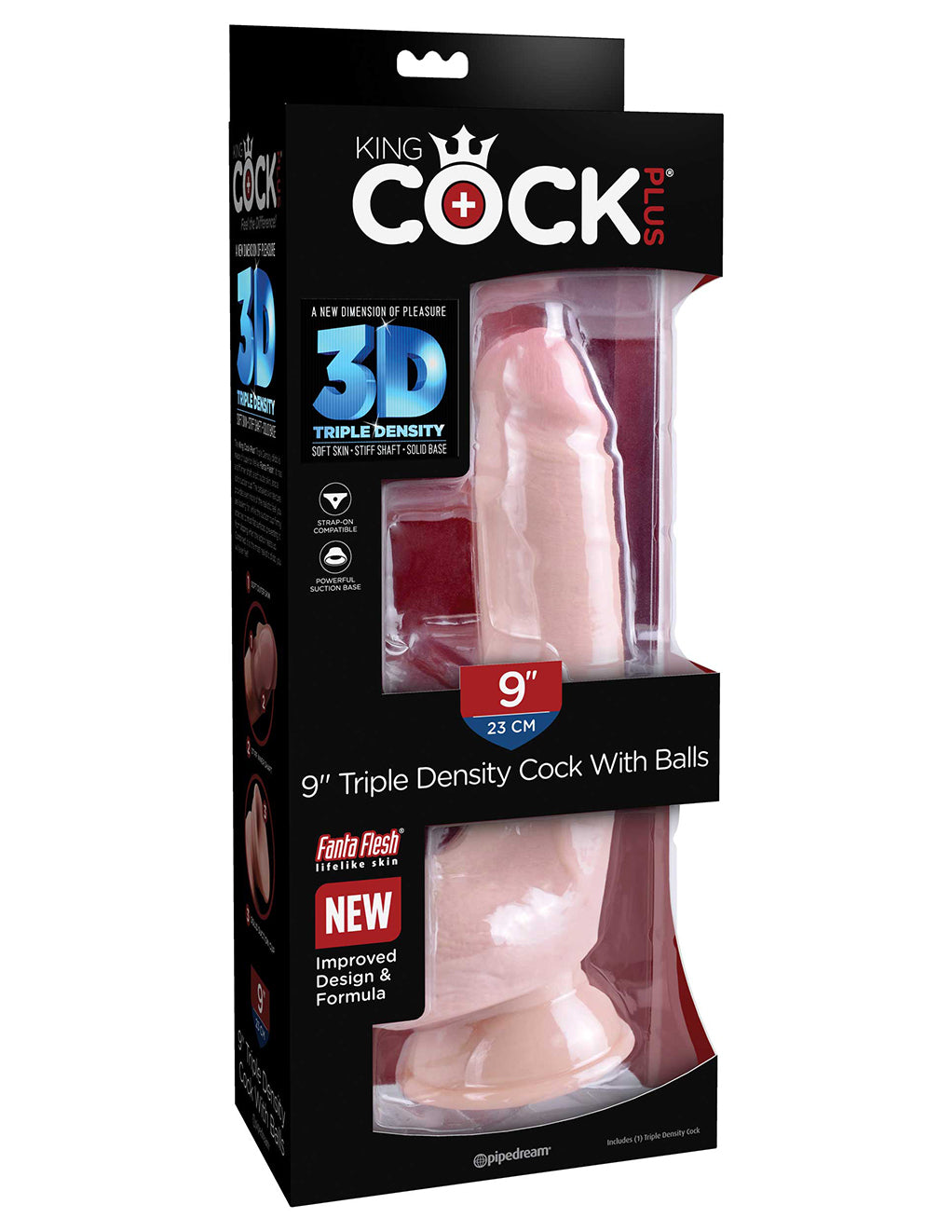 King Cock Plus 9" 3D Cock w/ Balls- Package