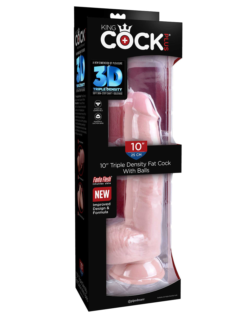 King Cock Plus 10" 3D Fat Cock w/ Balls- Package