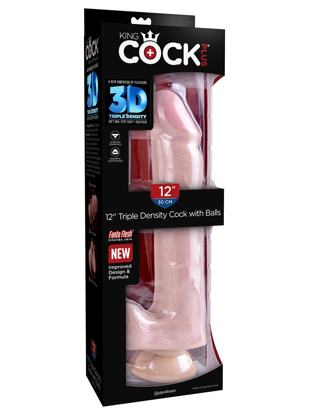 King Cock Plus 12" 3D Cock w/ Balls- Package