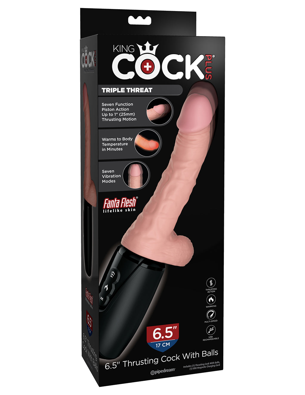 King Cock Plus 6.5" Thrusting Cock w/ Balls- Package
