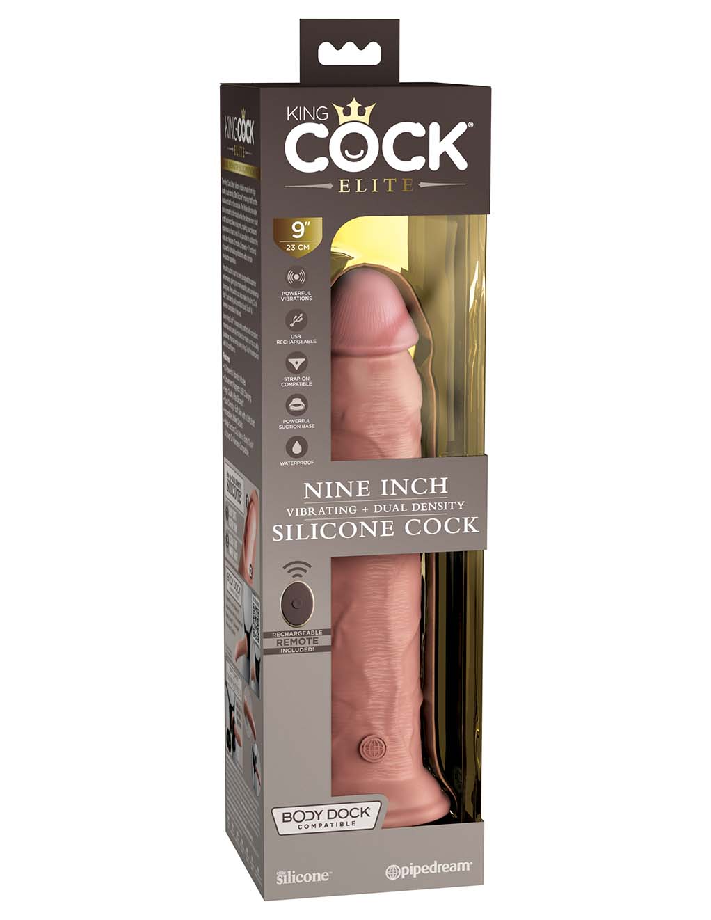 King Cock Elite 9" DD Vibe Cock- Box