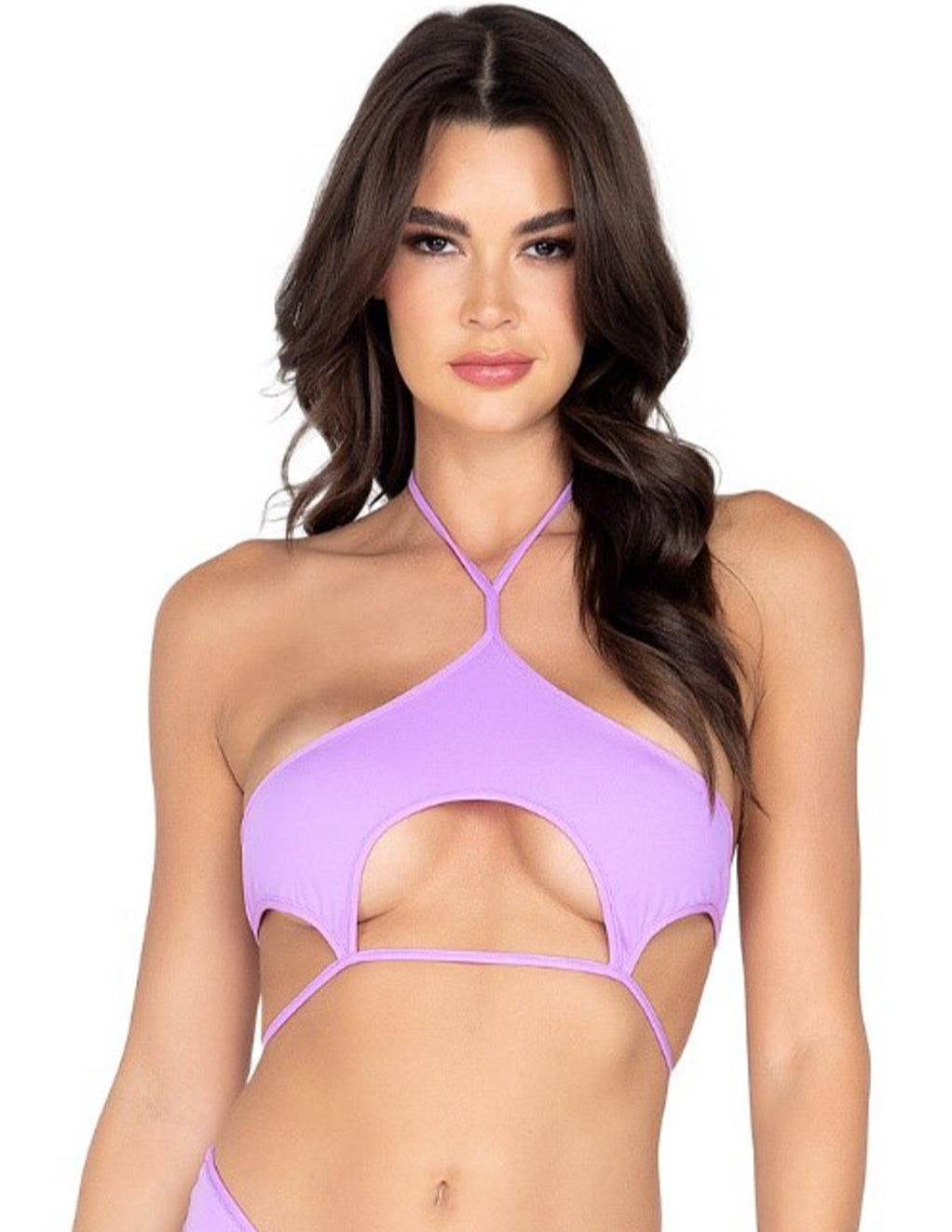 Roma Underboob Cut Out Top- Lavender- Front