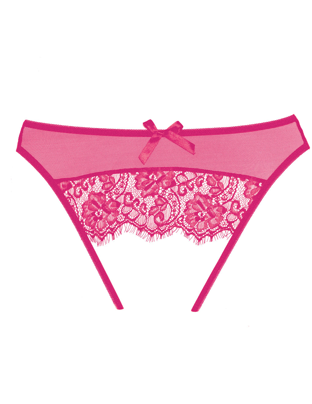 Allure Lingerie Sheer Eyelash Lace Open Back Panty- Hot Pink- Back of panty