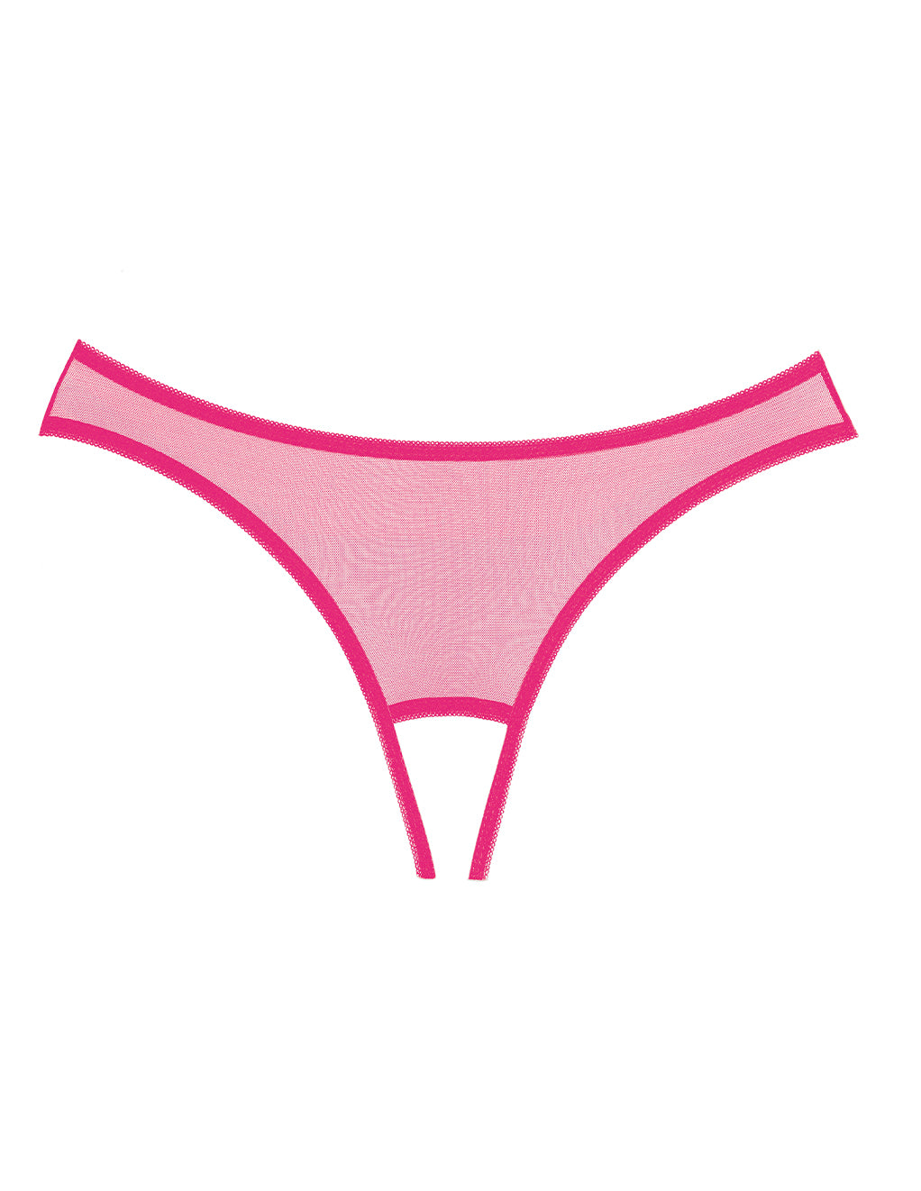 Allure Lingerie Sheer Eyelash Lace Open Back Panty- Hot Pink- Front