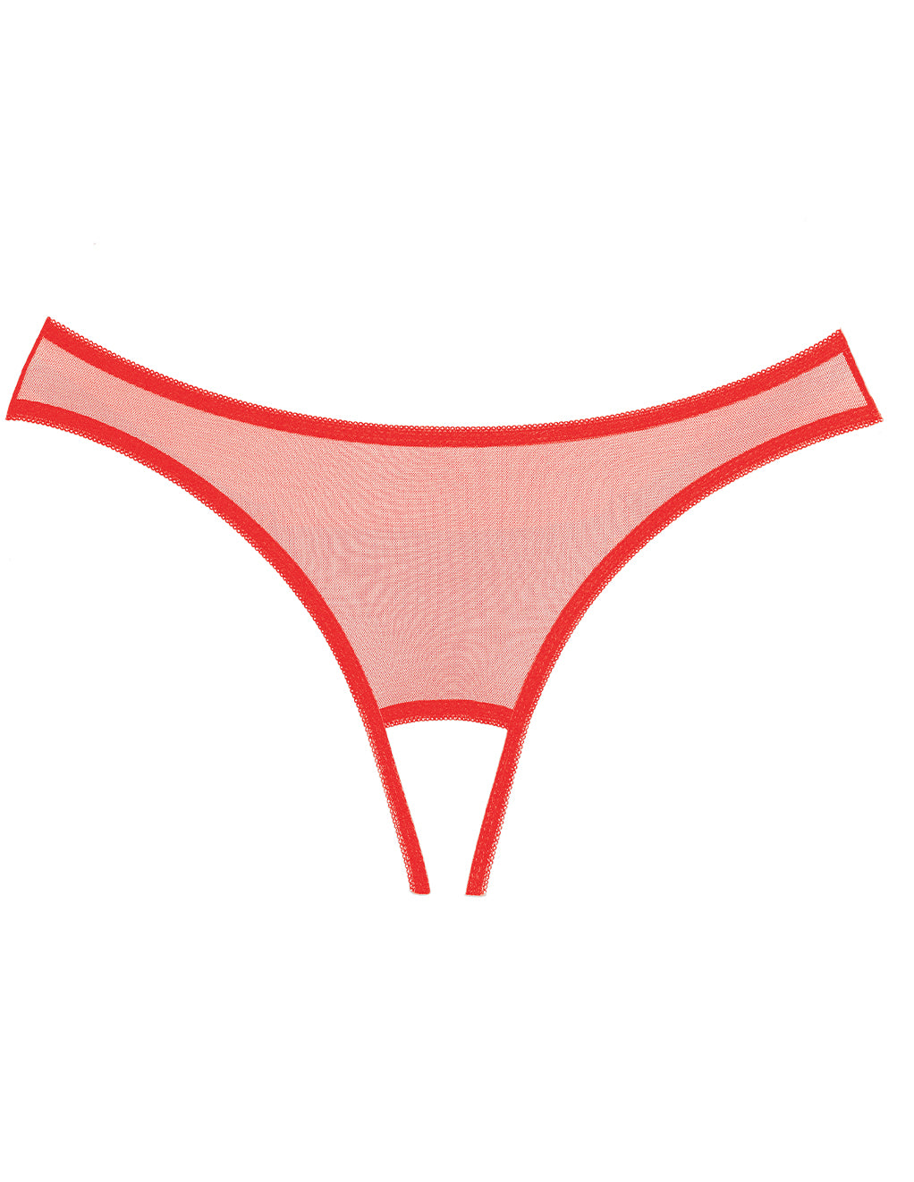 Allure Lingerie Sheer Eyelash Lace Open Back Panty- Red- Front