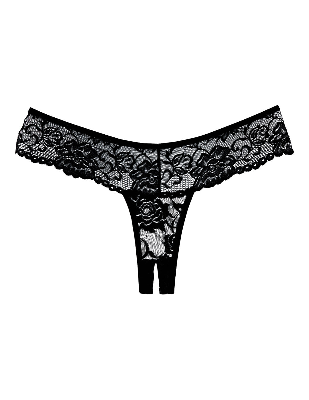 Crotchless Lace Thong- Front