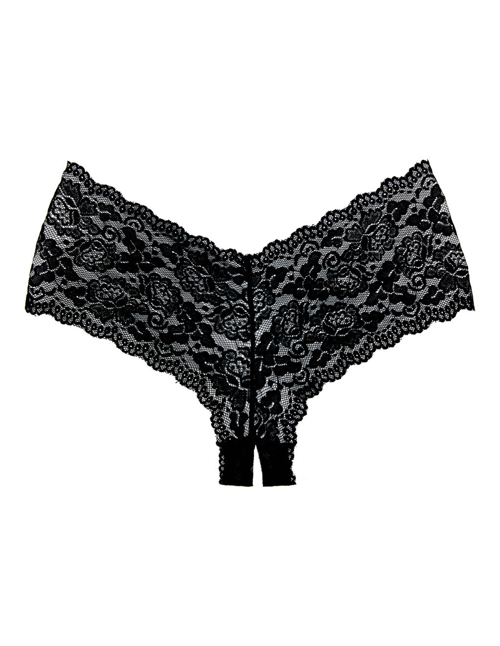 Crotchless Scallop Lace Boyshort Panty- Front
