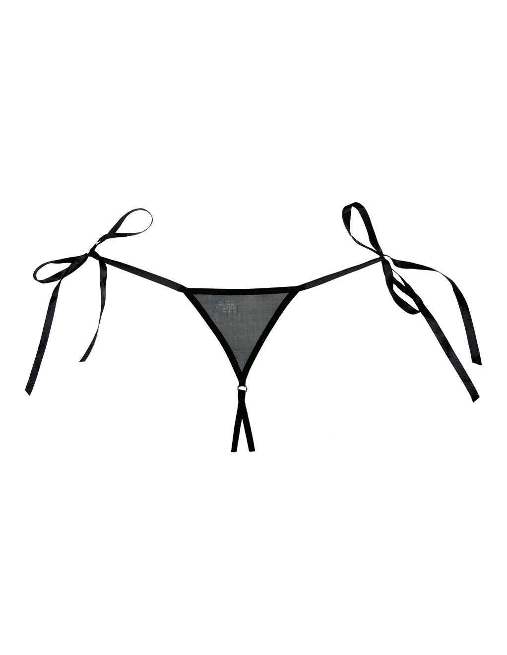 Sheer Crotchless Thong With Tie Sides- Back