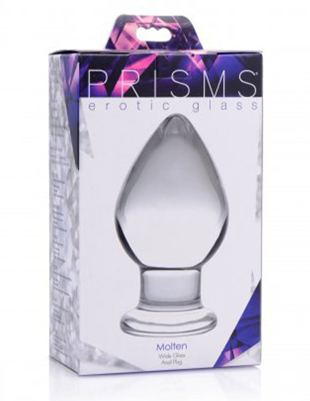 Prisms Erotic Glass Molten Wide Glass Butt Plug- package