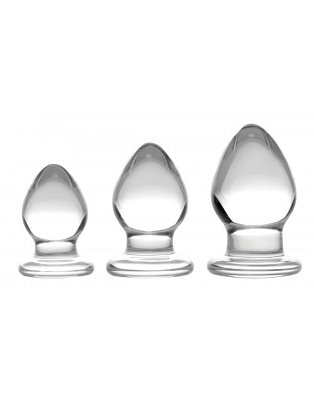 Prisms Erotic Glass Triplets 3 Piece Glass Anal Plug Kit- front
