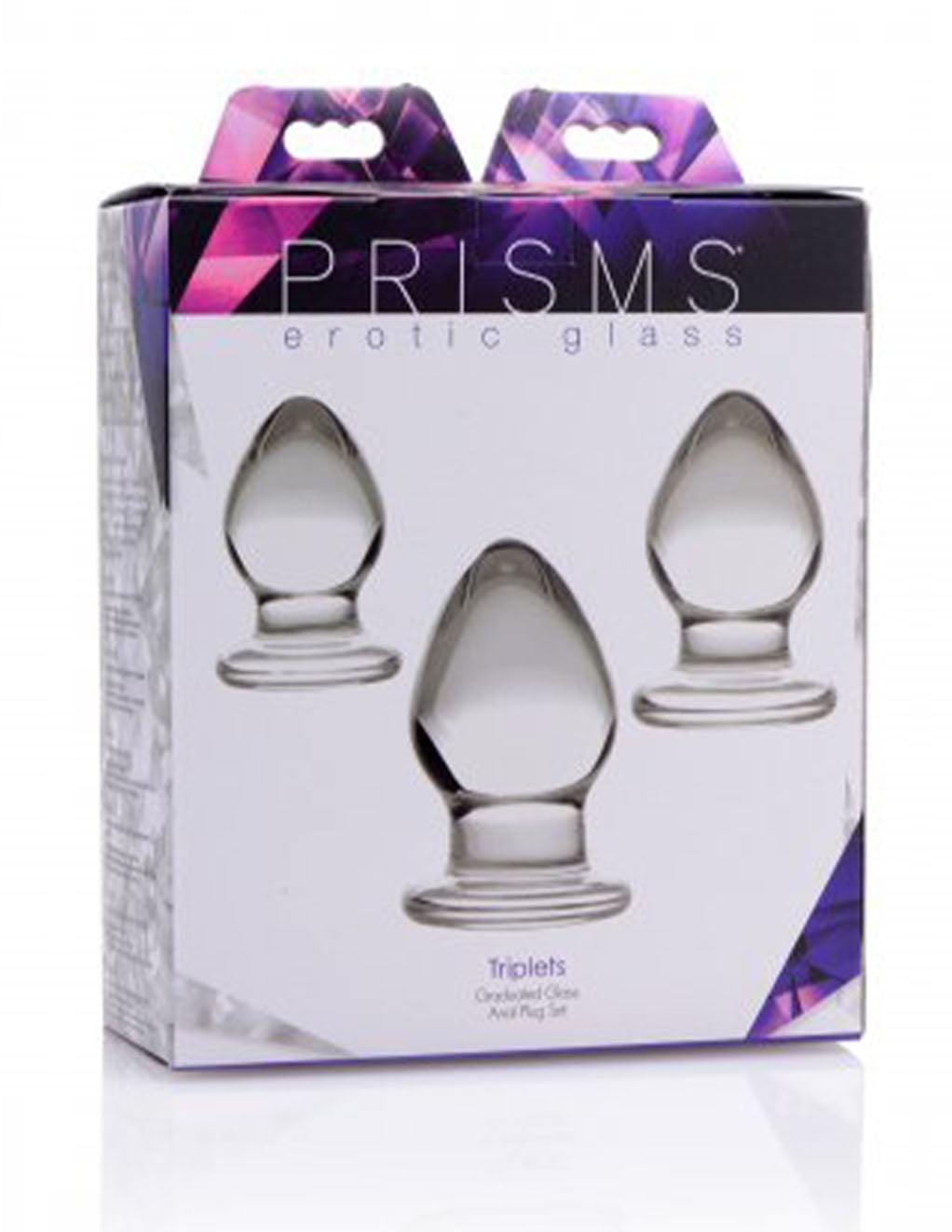 Prisms Erotic Glass Triplets 3 Piece Glass Anal Plug Kit- Package