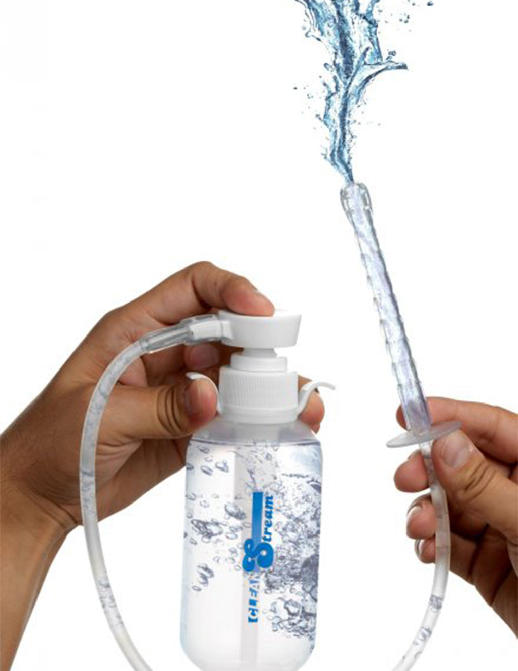 Clean Stream Pump Action Enema Bottle With Nozzle In Operation
