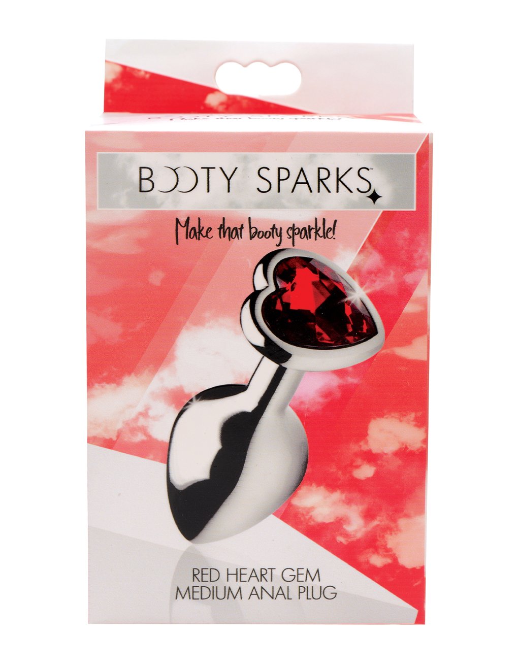 Booty Sparks Red Heart Gem Anal Plug- Medium- Front Box