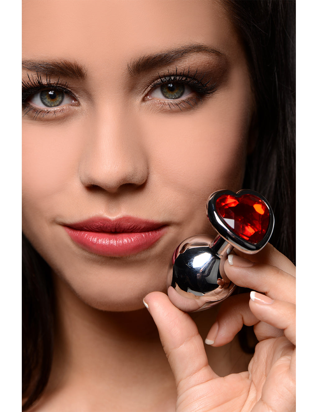 Booty Sparks Red Heart Gem Anal Plug- Medium- In Hand