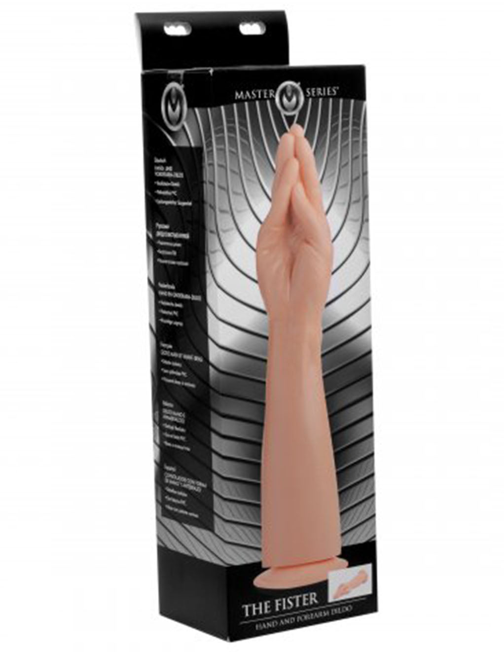 Master Series The Fister Hand and Forearm Dildo- package