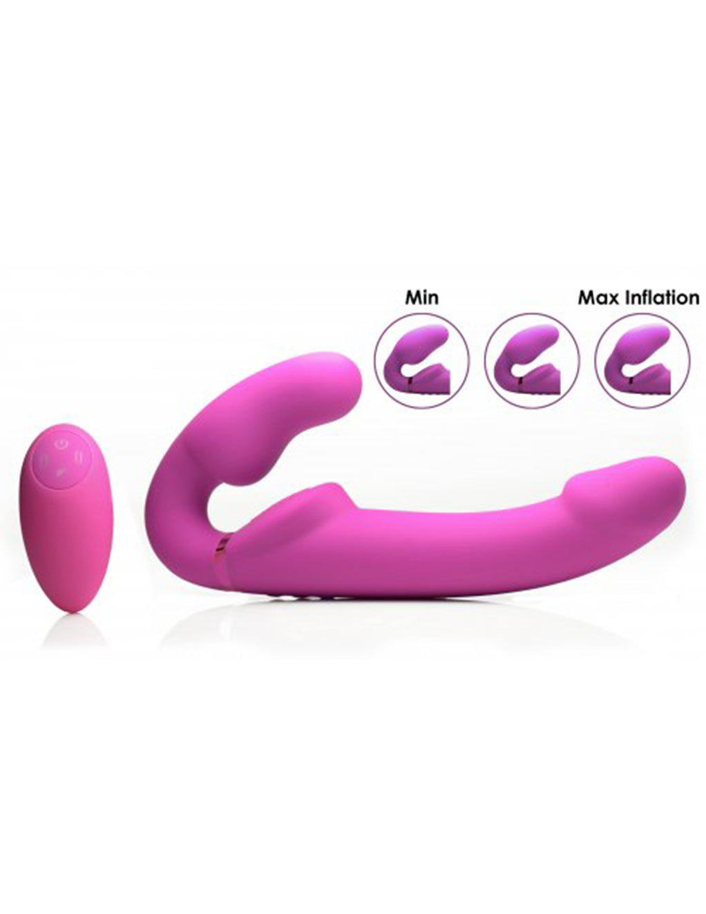 Strap U Inflatable Vibrating Strapless Strap-On- Pink- With remote