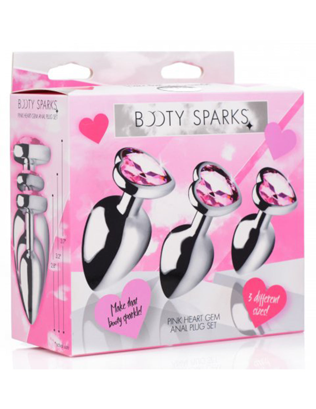 Booty Sparks Pink Heart Plug Set- Package
