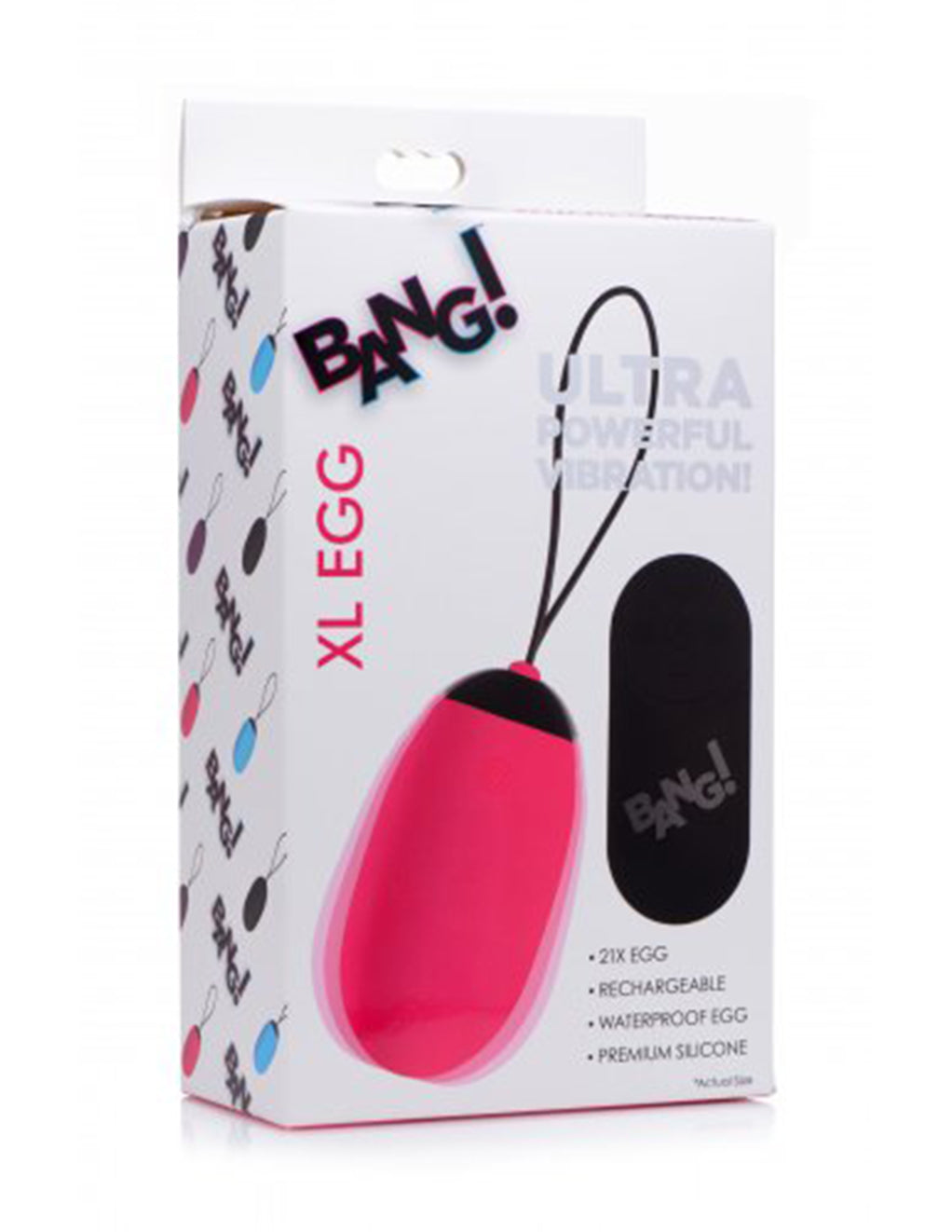 Bang! XL Vibrating Egg w/ Remote- Pink- Packaging