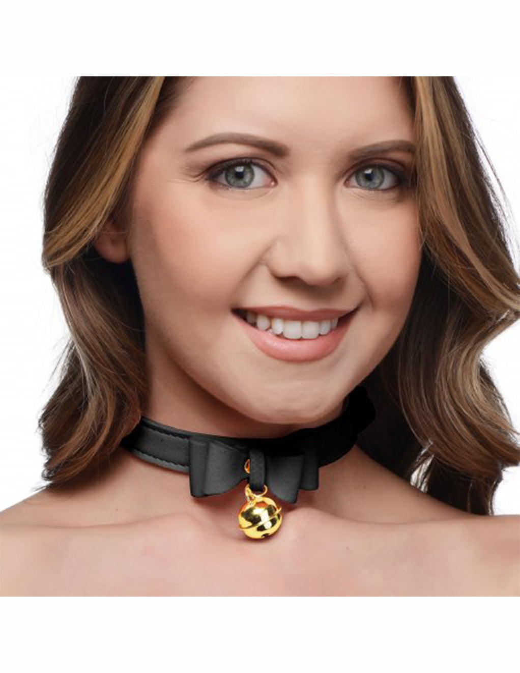 Kitty Cat Bell Collar- Black- Front Model