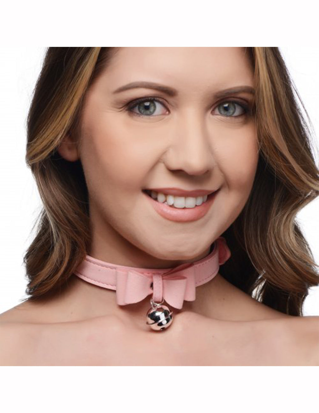 Kitty Cat Bell Collar- Pink- On Model