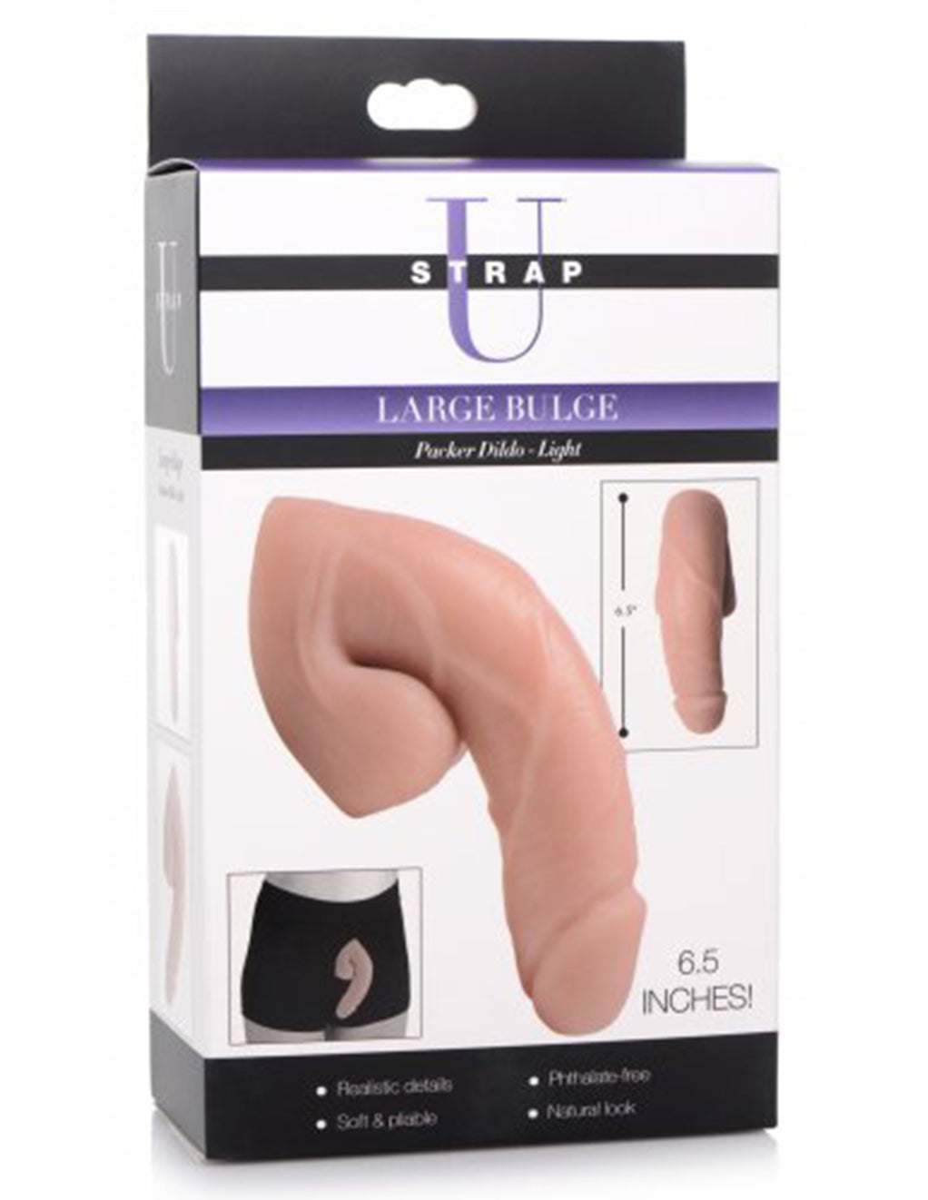 Strap U Large Bulge Packer Dildo- Vanilla- Package