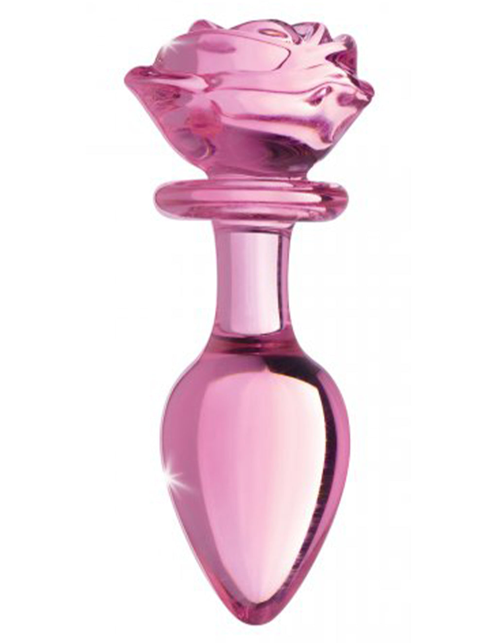 Booty Sparks Pink Rose Glass Plug- Large- Front