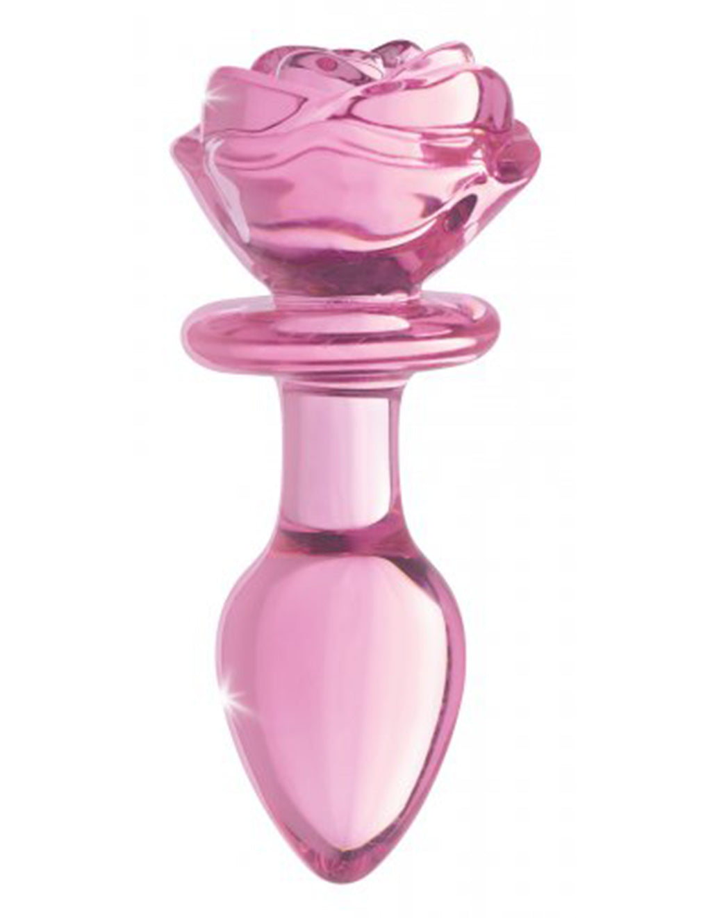 Booty Sparks Pink Rose Glass Plug- Medium- Front