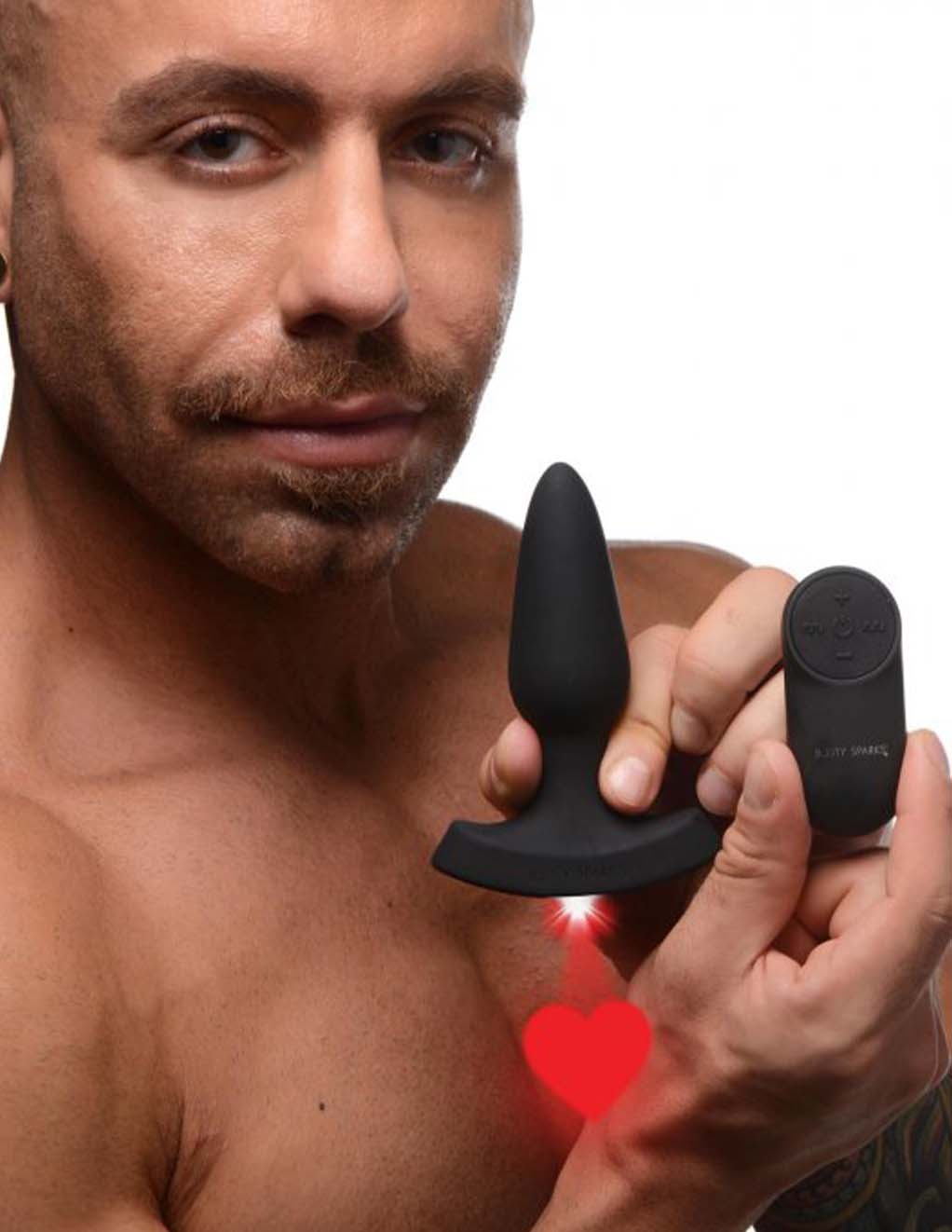 Booty Sparks Remote Laser Heart Plug- Male Model- Small