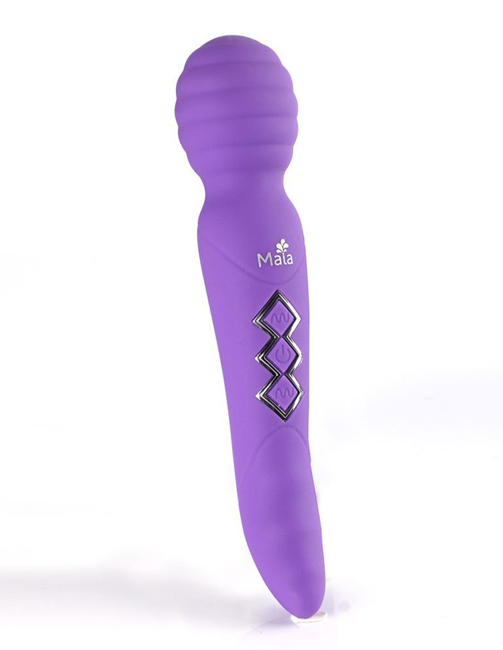 Maia Zoe Twisty Dual Vibrating Rechargeable Pleasure Wand- Purple- Front- Side